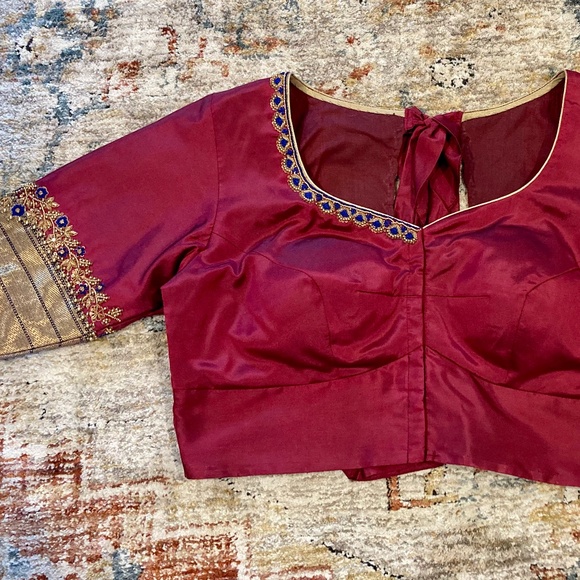 Custom red and Gold Silk Choli Blouse for Saree or Lehenga - Picture 1 of 7
